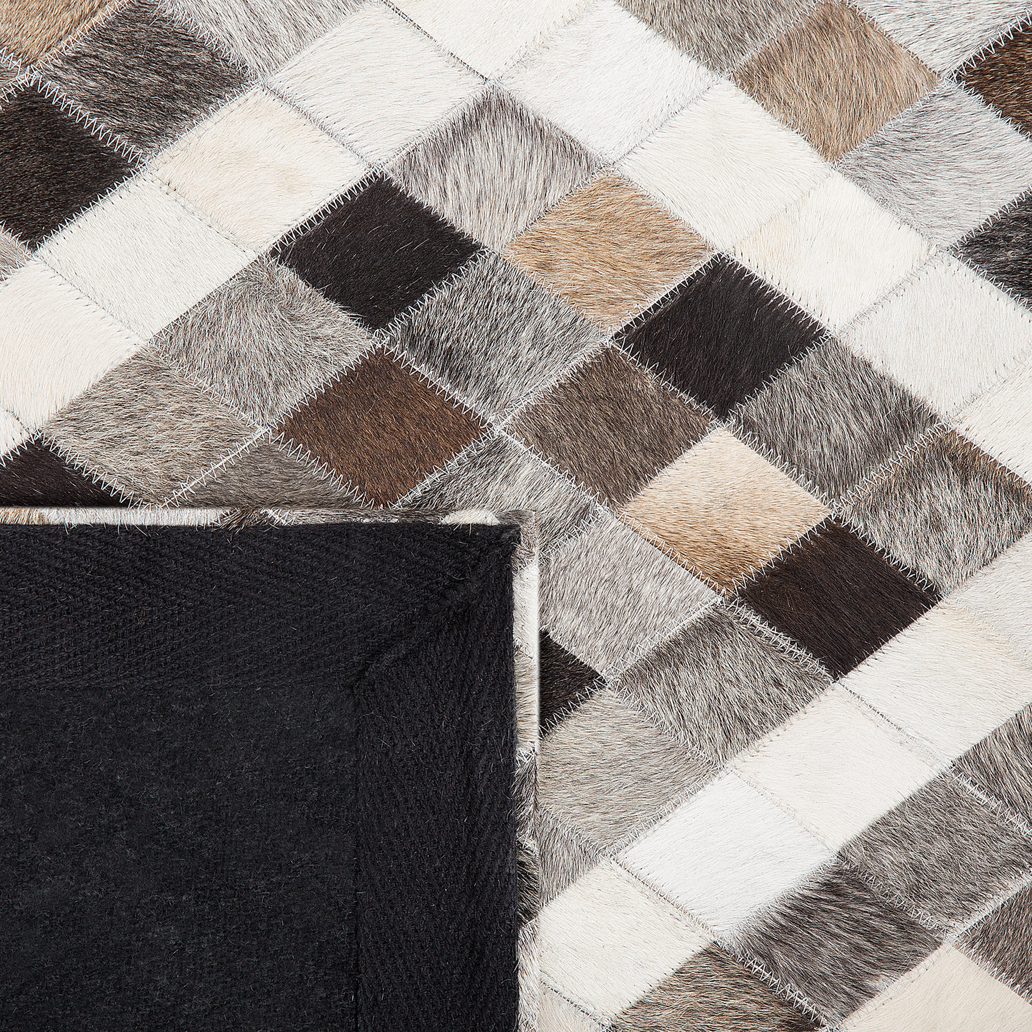 Teppich Kuhfell grau-braun 140 x 200 cm Patchwork Kurzflor AKDERE