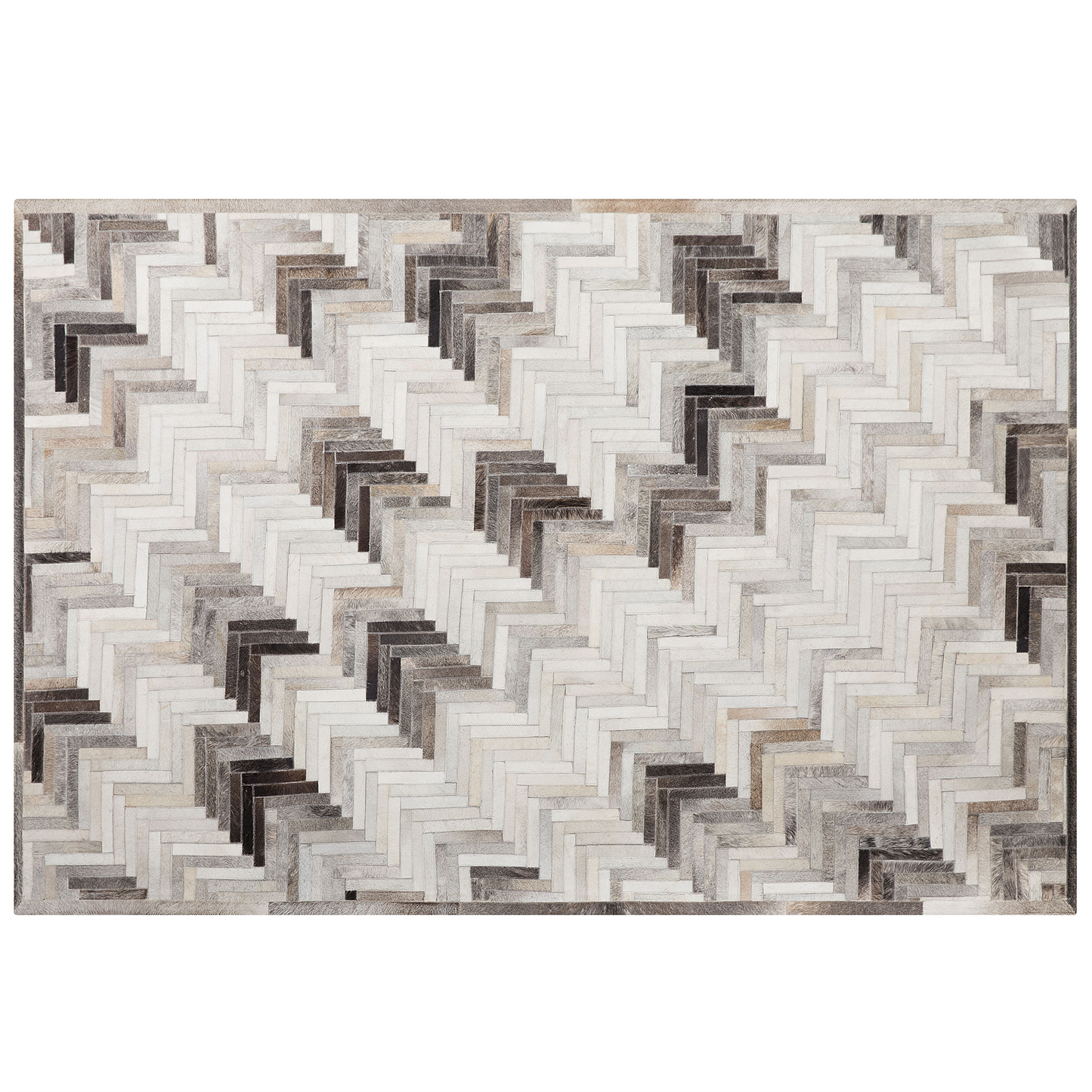 Teppich Kuhfell grau-beige 140 x 200 cm Patchwork Kurzflor ARSUZ