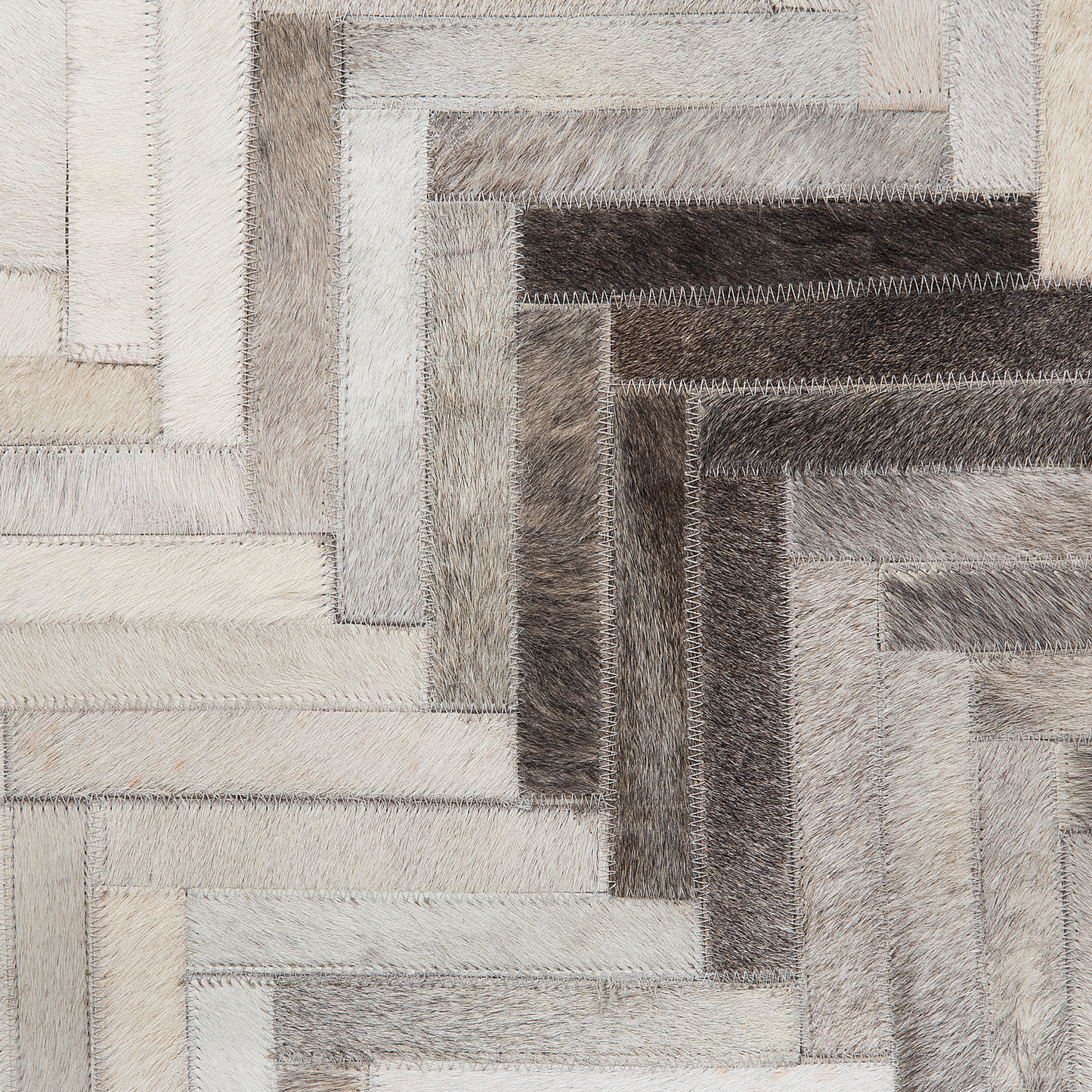 Teppich Kuhfell grau-beige 140 x 200 cm Patchwork Kurzflor ARSUZ