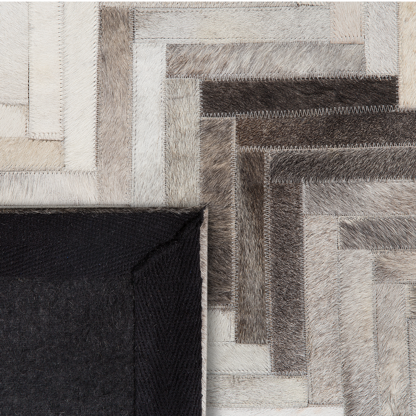 Teppich Kuhfell grau-beige 140 x 200 cm Patchwork Kurzflor ARSUZ