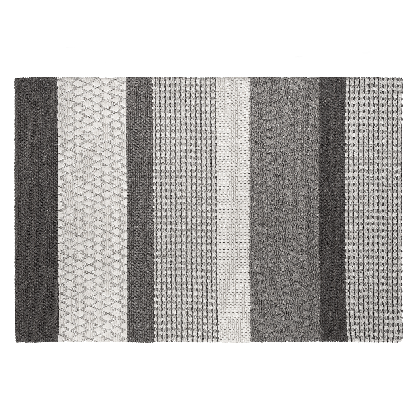Teppich Wolle grau 160 x 220 cm Streifenmuster Kurzflor AKKAYA