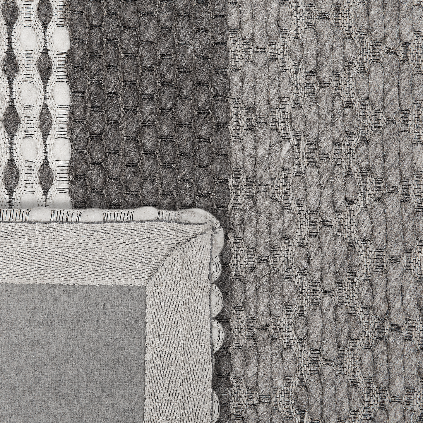Teppich Wolle grau 160 x 220 cm Streifenmuster Kurzflor AKKAYA
