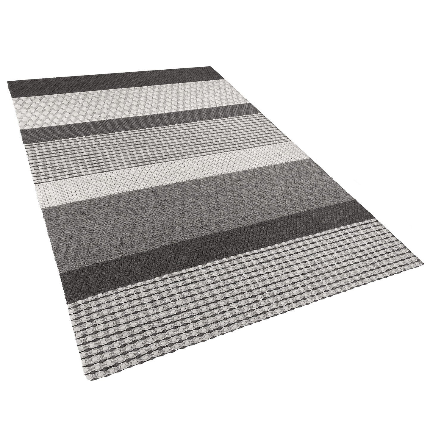 Teppich Wolle grau 140 x 200 cm Streifenmuster Kurzflor AKKAYA