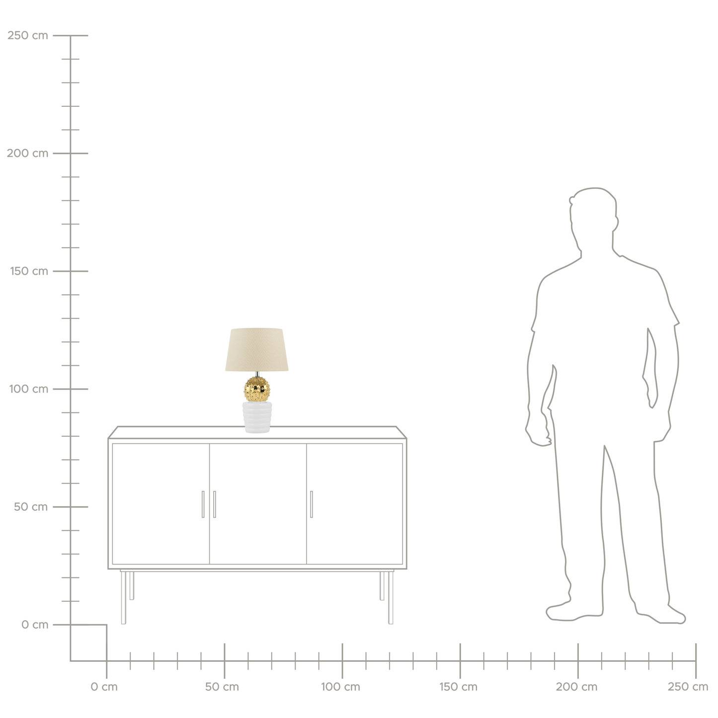 Tischlampe gold / weiss 43 cm Kegelform VELISE