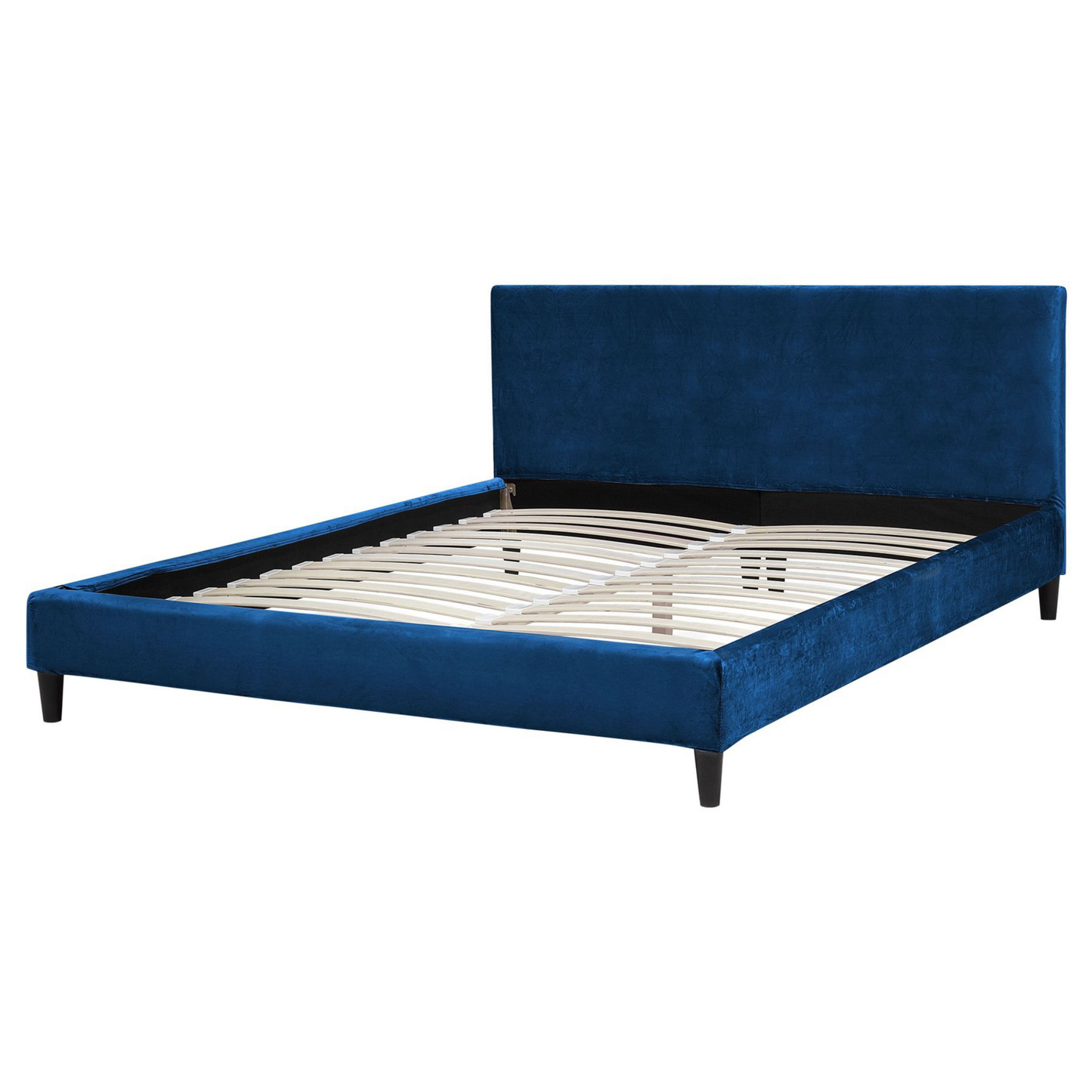 Bettrahmenbezug Samtstoff FITOU 160 x 200 cm Dunkelblau