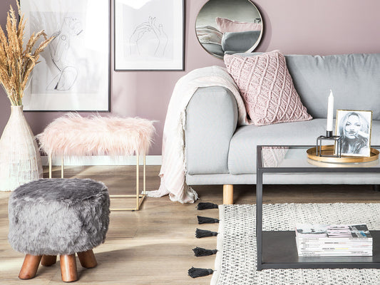 Hocker Felloptik rosa MANHATTAN