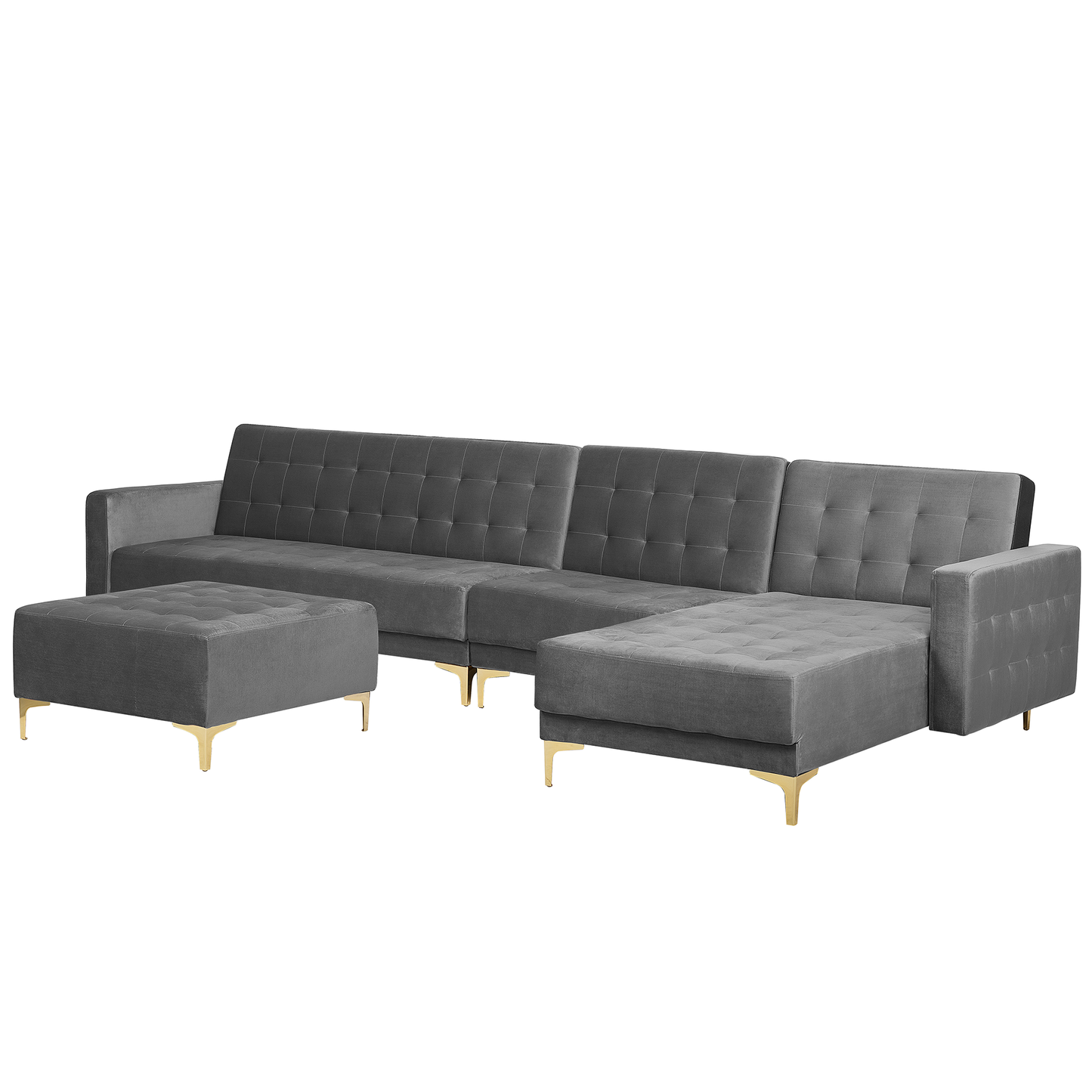 Modulsofa Samtstoff Schlaffunktion grau linksseitig Ottomane ABERDEEN