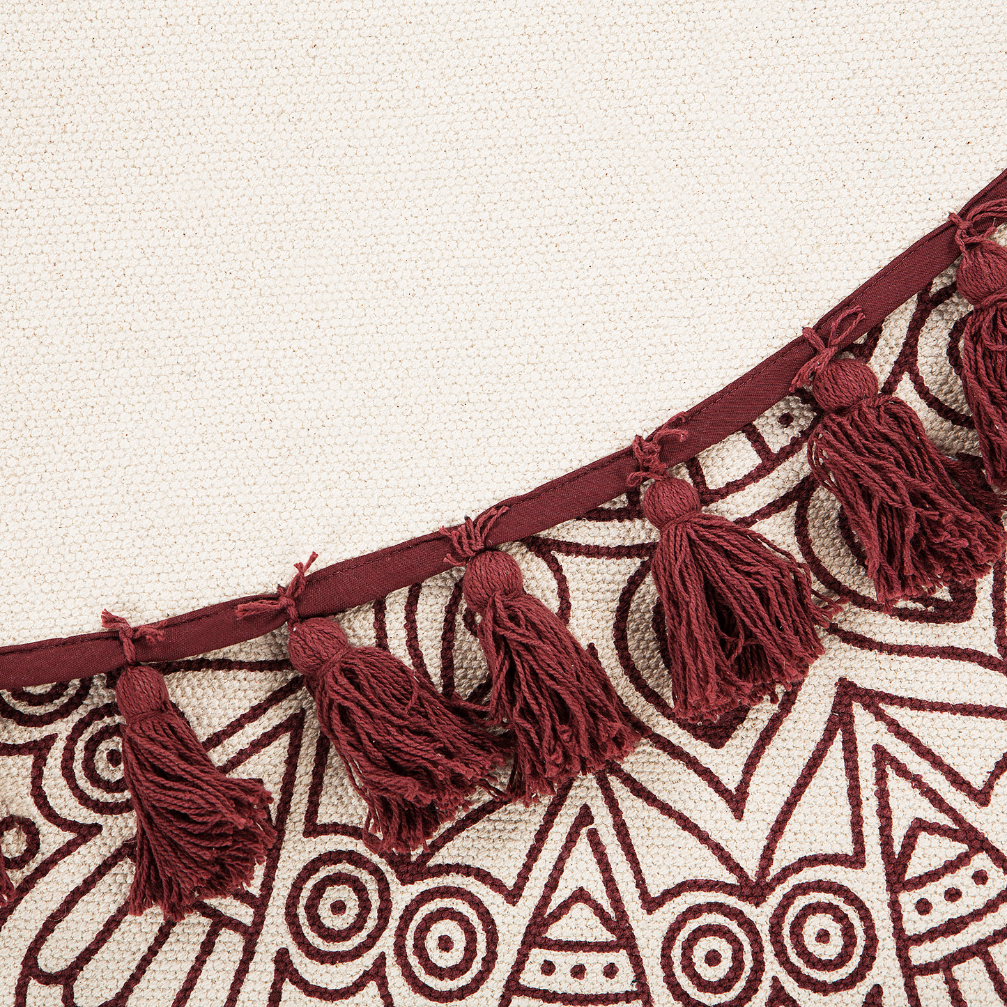 Teppich Baumwolle creme / rot ø 120 cm Mandala-Muster Kurzflor AYAKLI