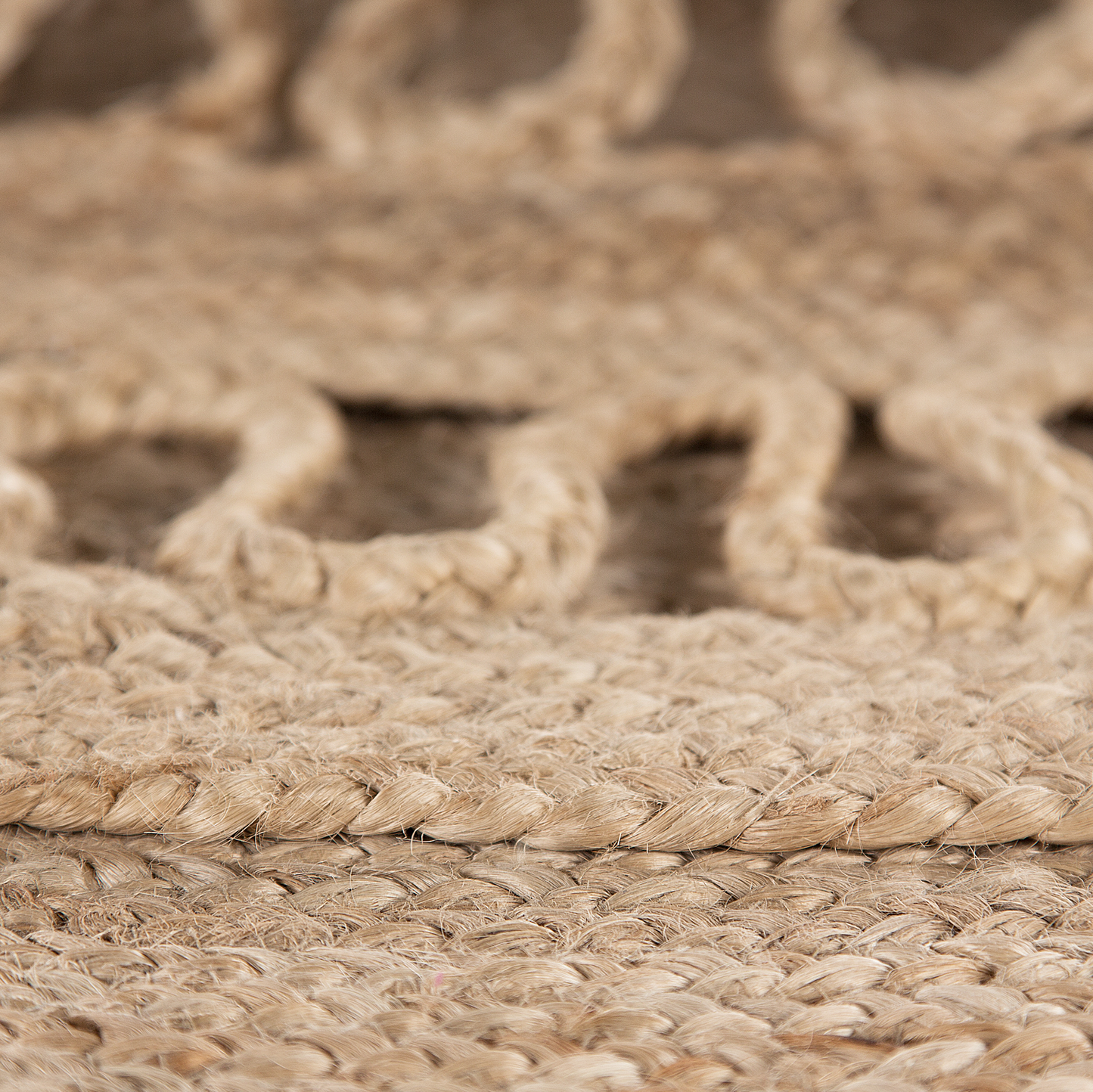 Teppich Jute beige ø 120 cm geflochten Kurzflor DIKILI