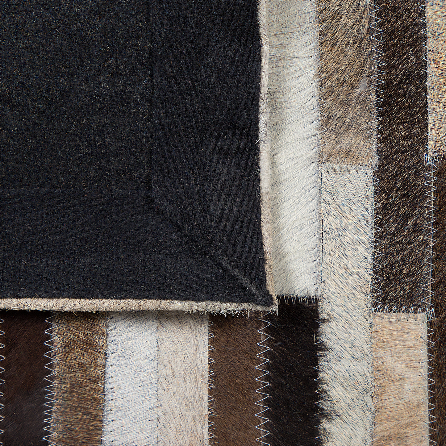 Teppich Kuhfell braun / beige 140 x 200 cm Patchwork Kurzflor SINNELI
