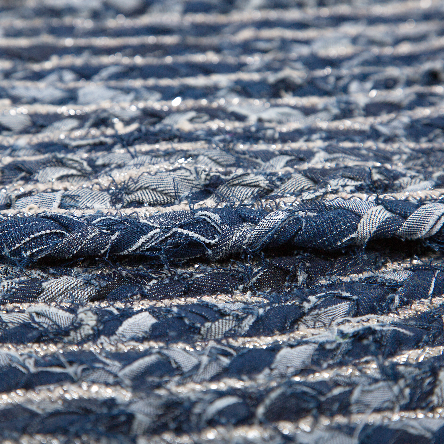 Teppich Baumwolle dunkelblau ⌀ 140 cm Jeans Optik Kurzflor BULUCA