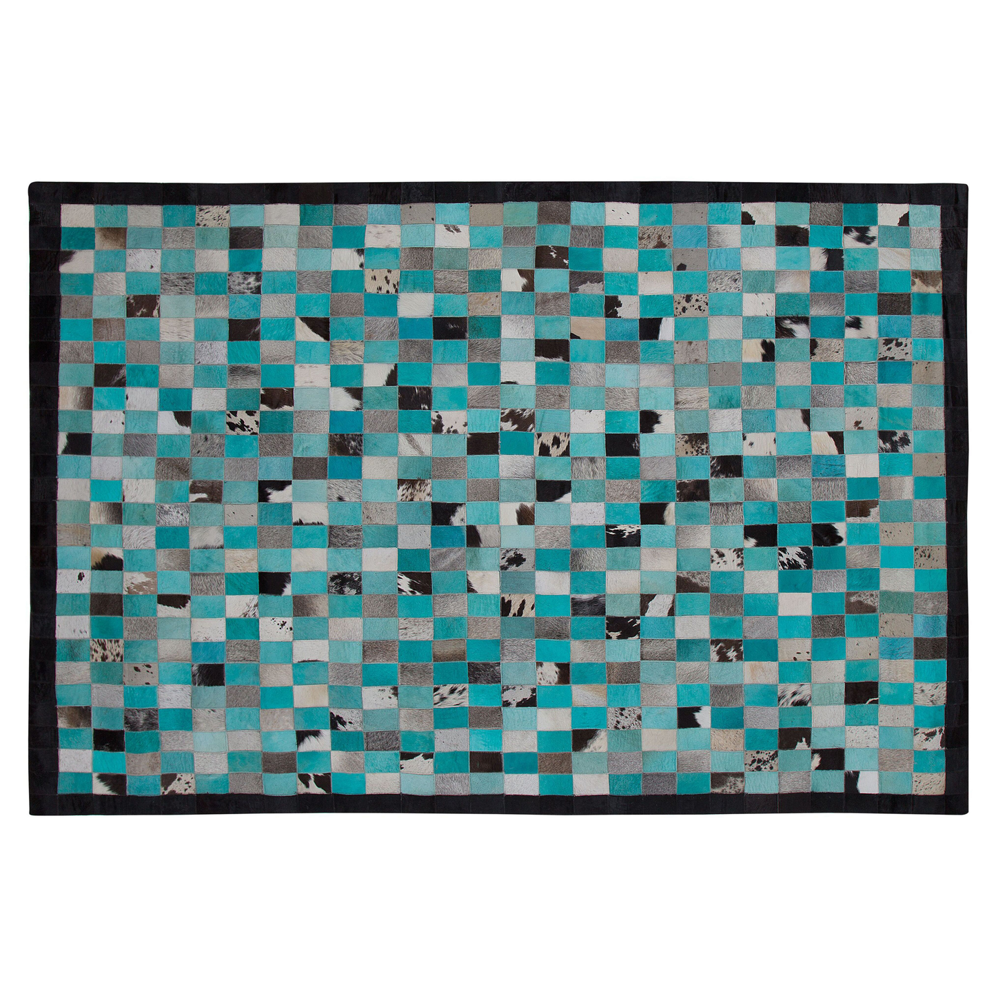Teppich Leder türkis / grau 140 x 200 cm Patchwork Kurzflor NIKFER