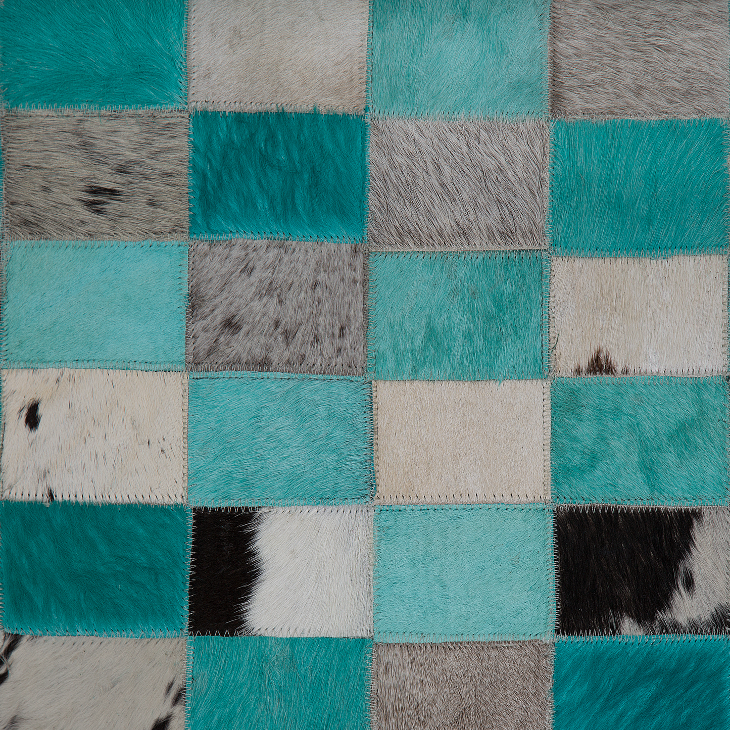 Teppich Leder türkis / grau 140 x 200 cm Patchwork Kurzflor NIKFER