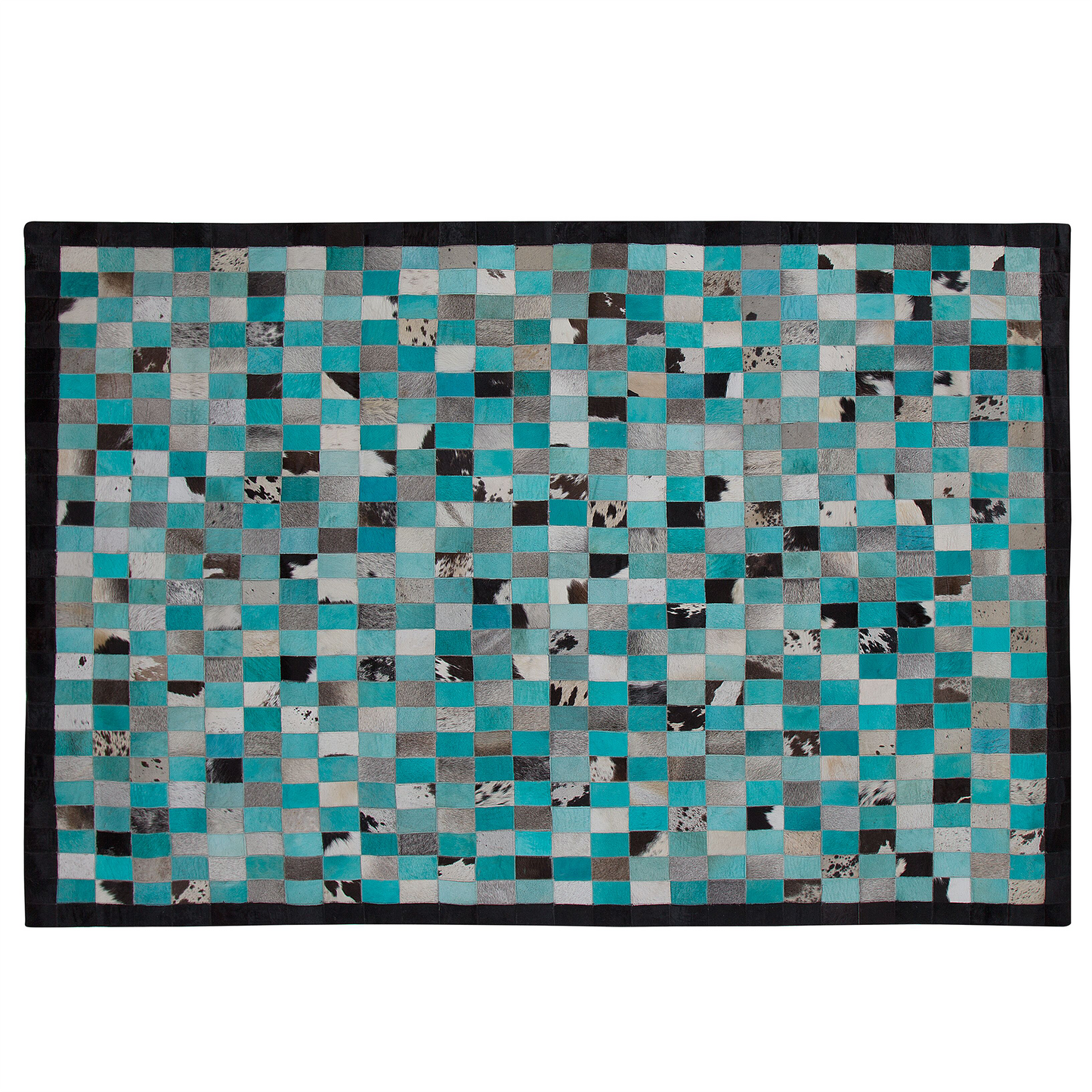 Teppich Leder türkis / grau 160 x 230 cm Patchwork Kurzflor NIKFER