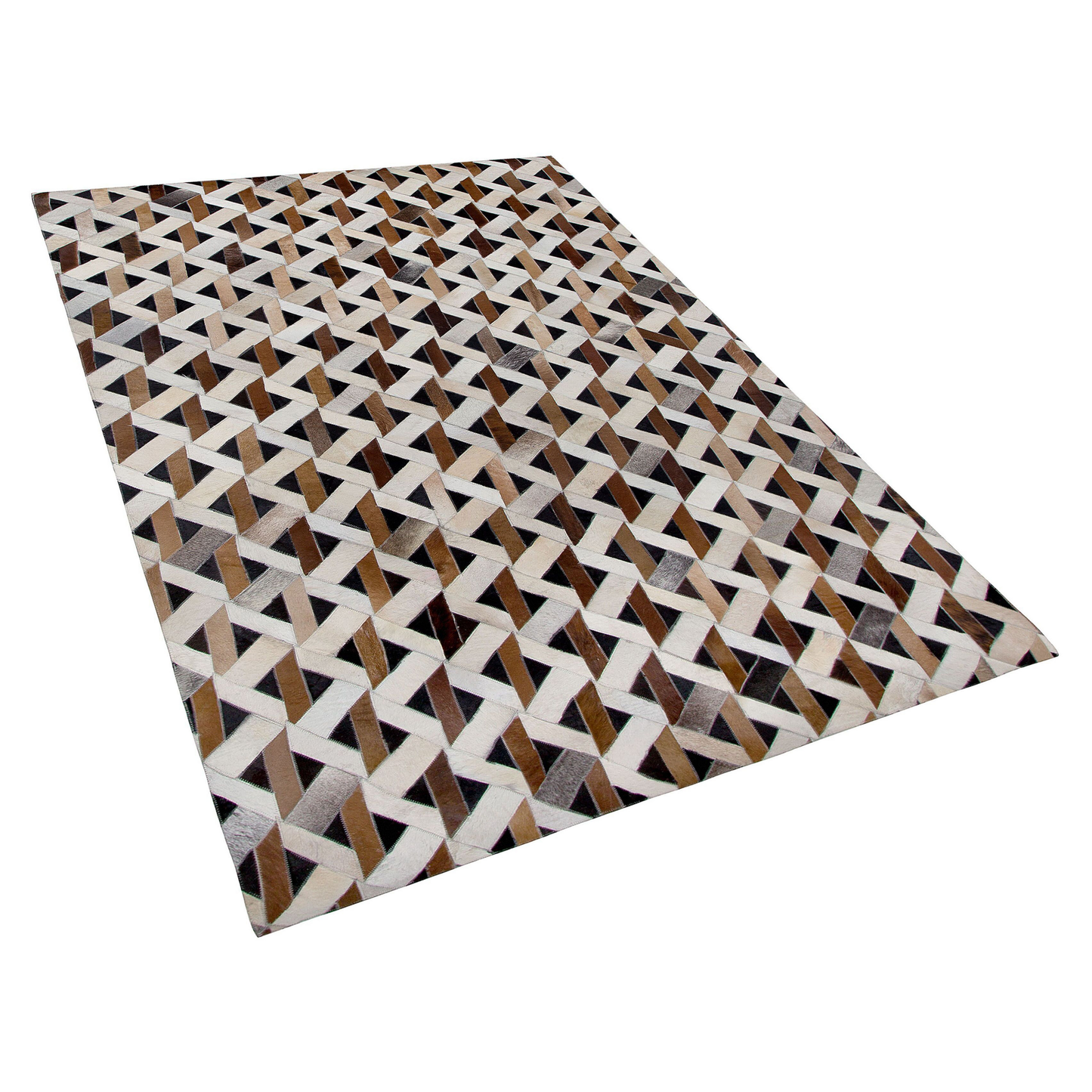 Teppich Leder braun / grau 140 x 200 cm Patchwork Kurzflor TUGLU