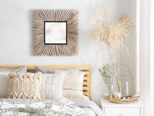 Wandspiegel SASABE 64 cm 64 cm Holz Hellbraun