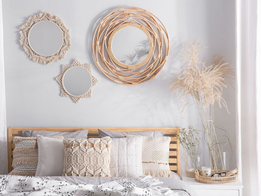 Wandspiegel BURGIS 75 cm 75 cm Rattan Naturfarben