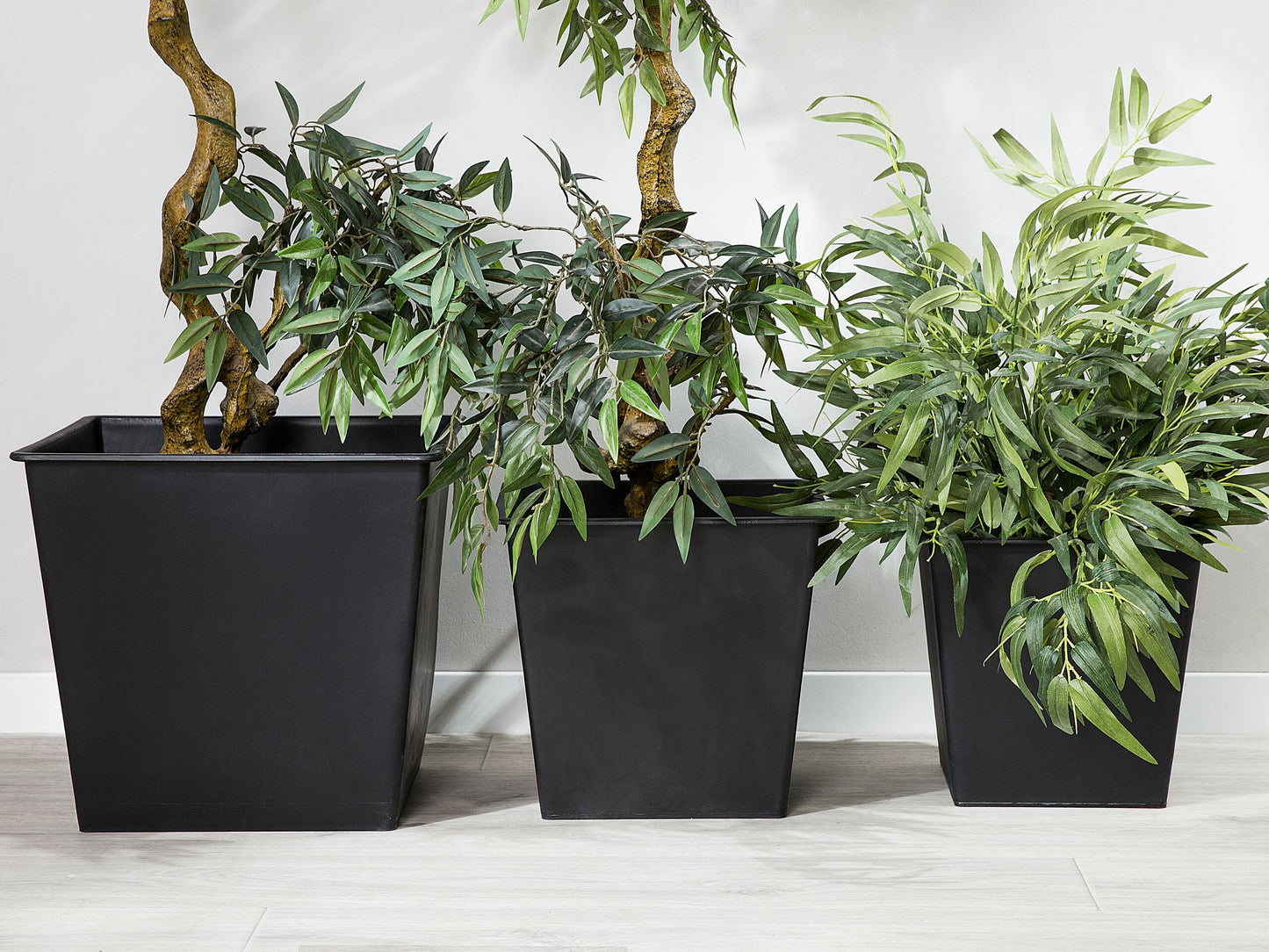 Set mit 3 Blumentöpfen BALZO Kunststoff 42 cm Schwarz