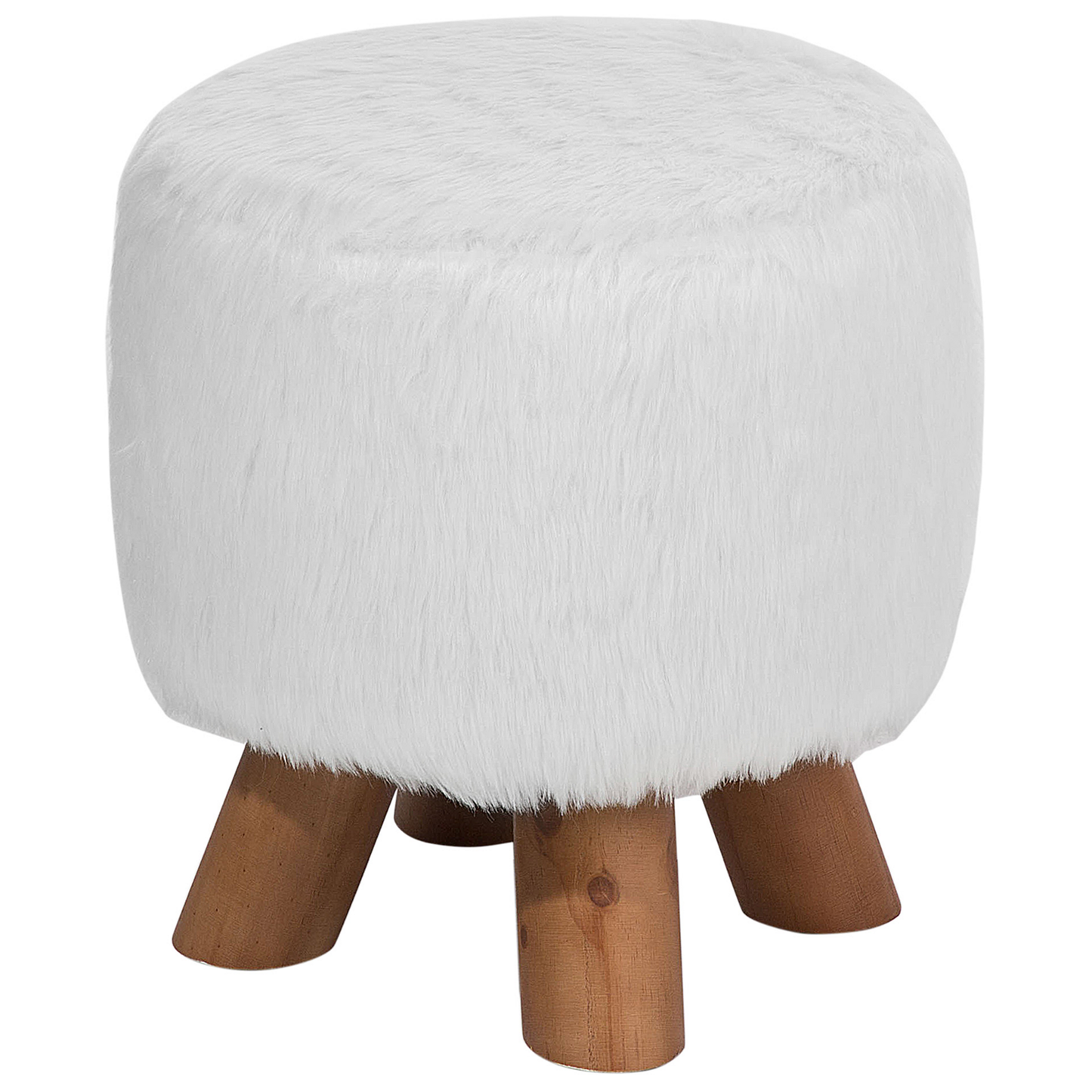 Hocker Felloptik / Gummibaumholz weiss IOWA