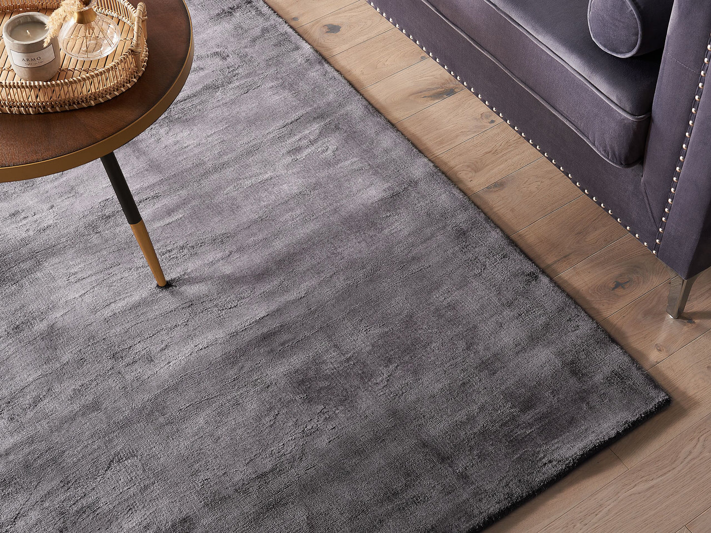 Teppich Viskose dunkelgrau 140 x 200 cm Kurzflor GESI II