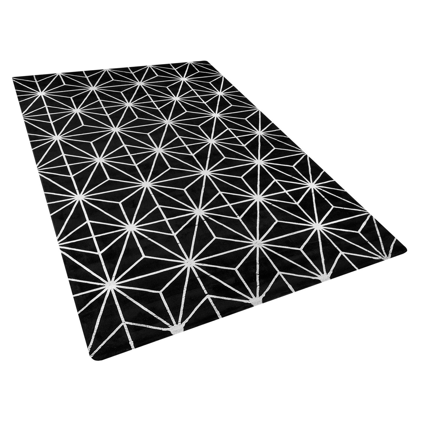 Teppich schwarz / silber 140 x 200 cm geometrisches Muster Kurzflor SIBEL