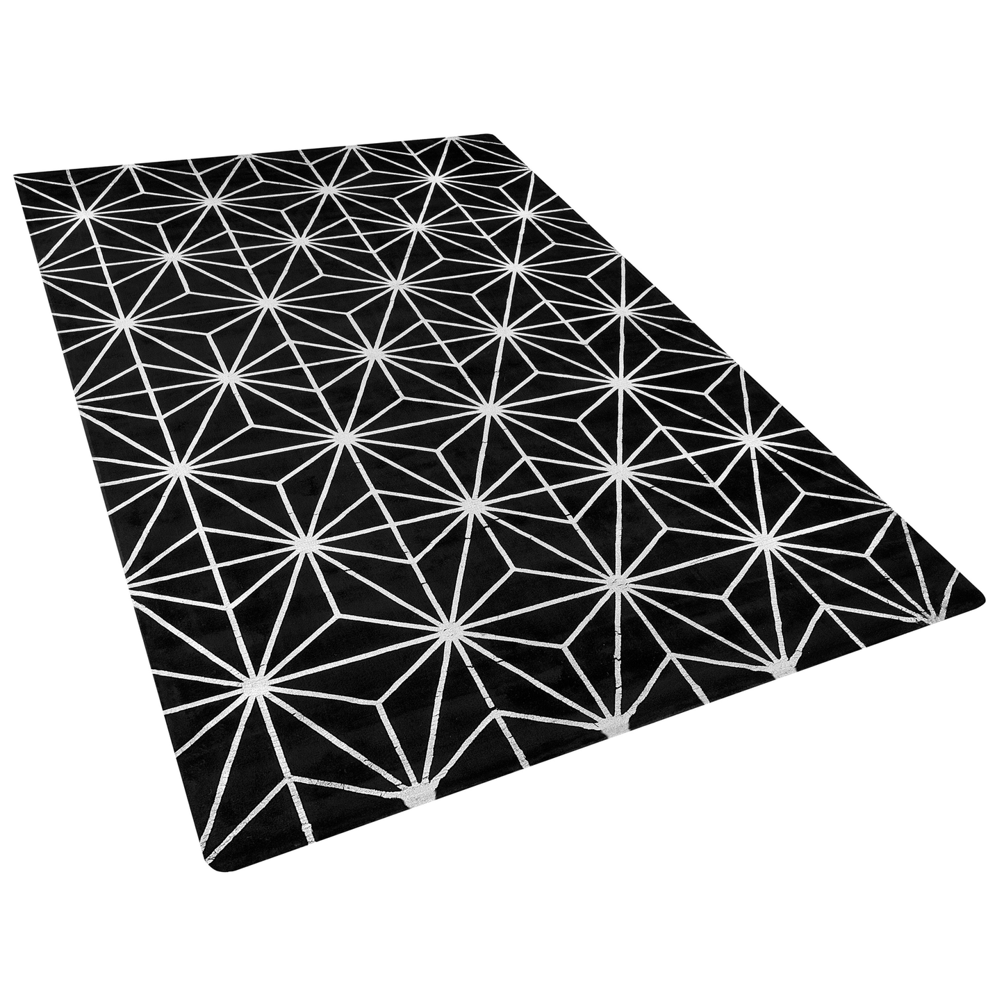 Teppich schwarz / silber 160 x 230 cm geometrisches Muster Kurzflor SIBEL