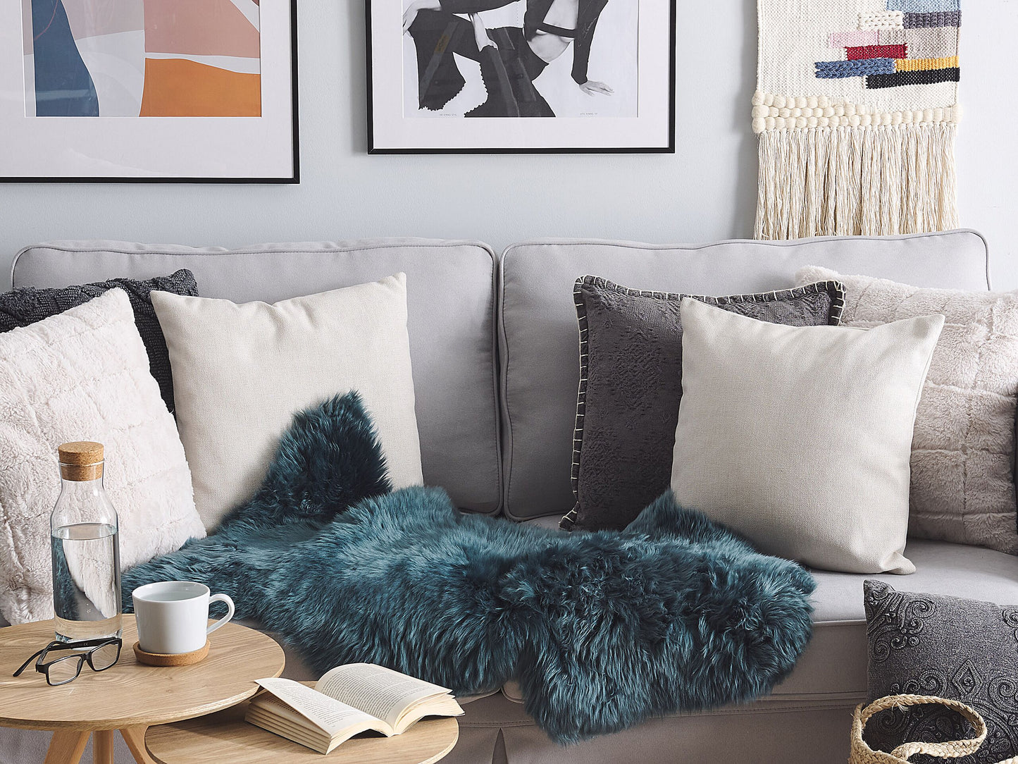 Schaffell-Teppich dunkelgrün 100-110 cm Langhaar ULURU