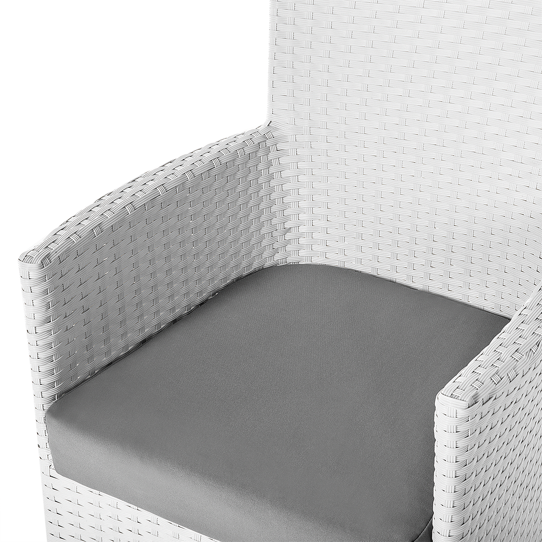 Set mit 2 Stühlen und Sitzkissen ITALY Polyrattan Weiss