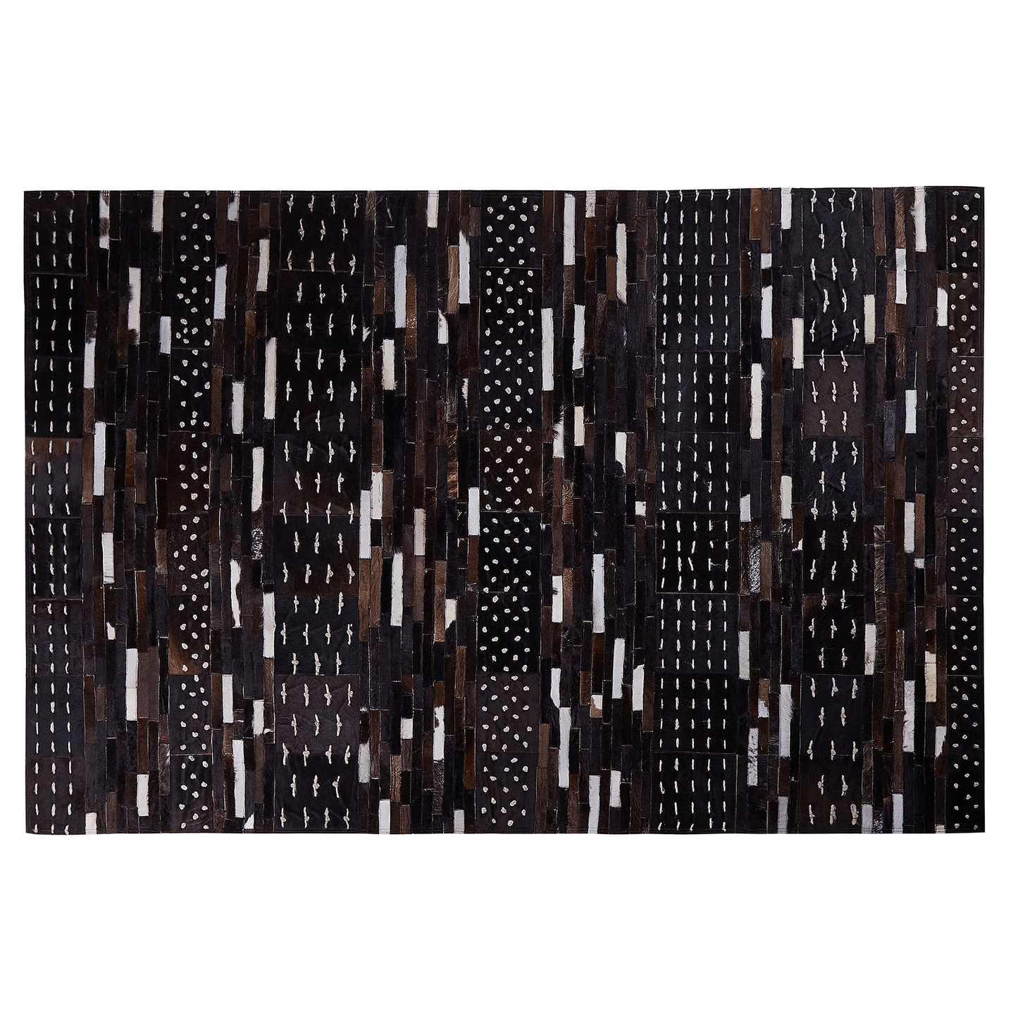 Teppich Kuhfell dunkelbraun 160 x 230 cm geometrisches Muster Kurzflor AKSEKI