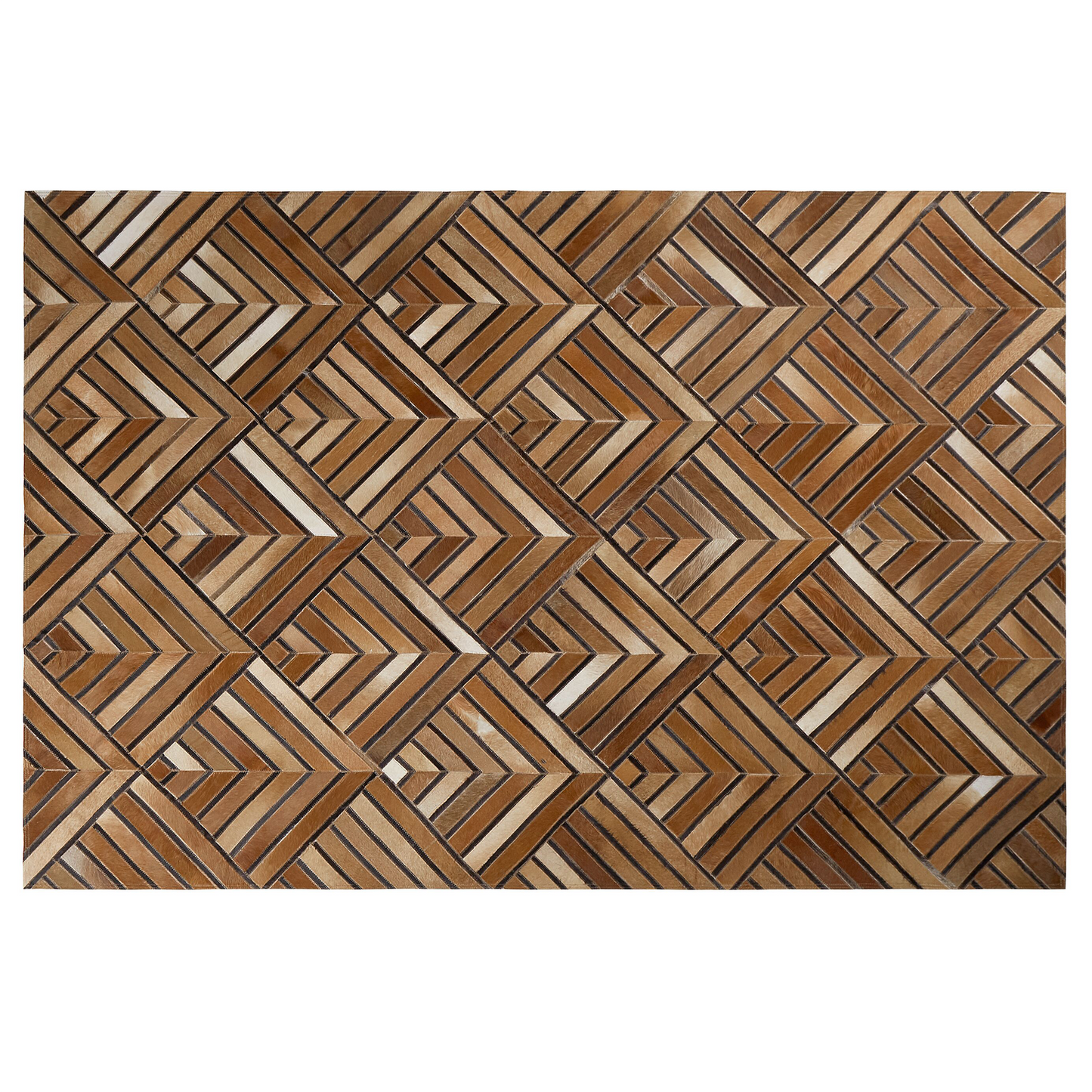 Teppich Kuhfell braun 160 x 230 cm geometrisches Muster Kurzflor TEKIR