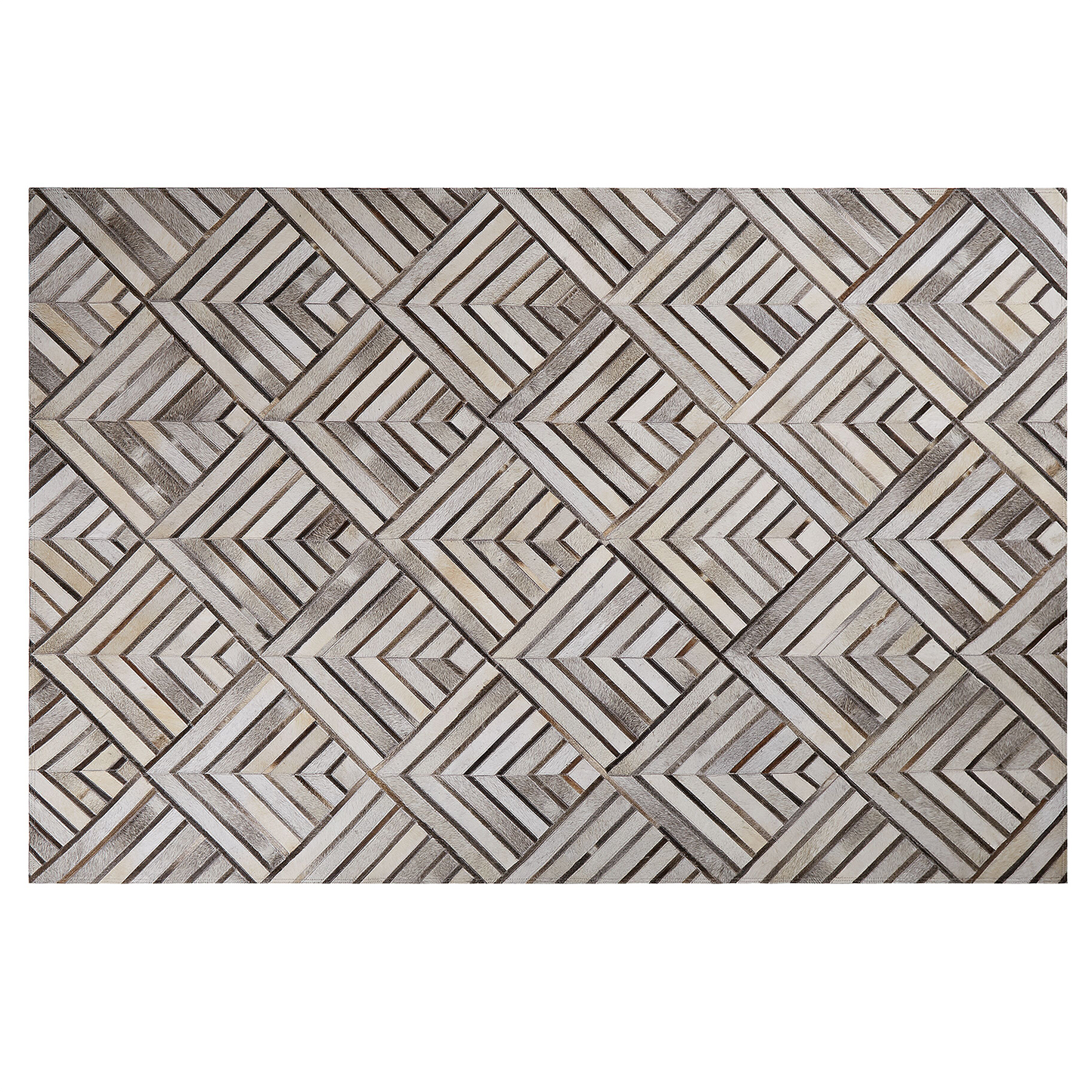 Teppich Kuhfell beige-grau 140 x 200 cm geometrisches Muster Kurzflor TEKIR