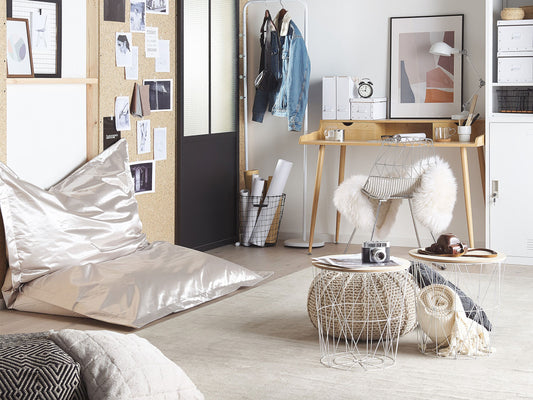 Sitzsack mit Innensack für In- und Outdoor 140 x 180 cm silber hell FUZZY