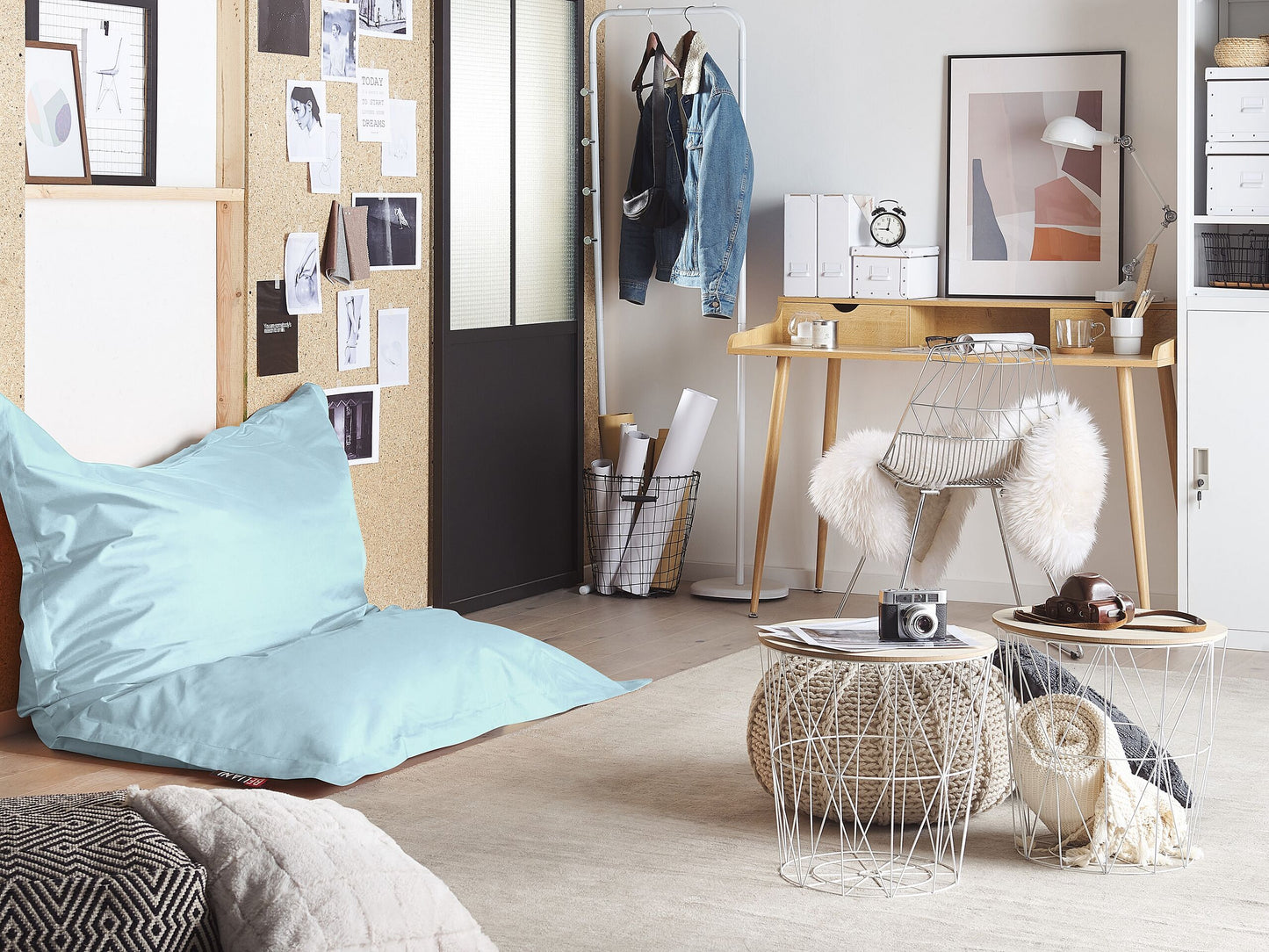 Sitzsack 300 L FUZZY 140 cm 180 cm Hellblau