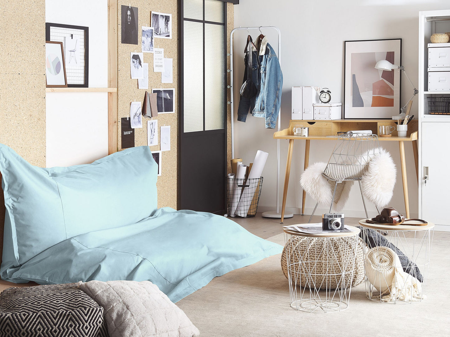 Sitzsack 600 L FUZZY 180 cm 230 cm Hellblau