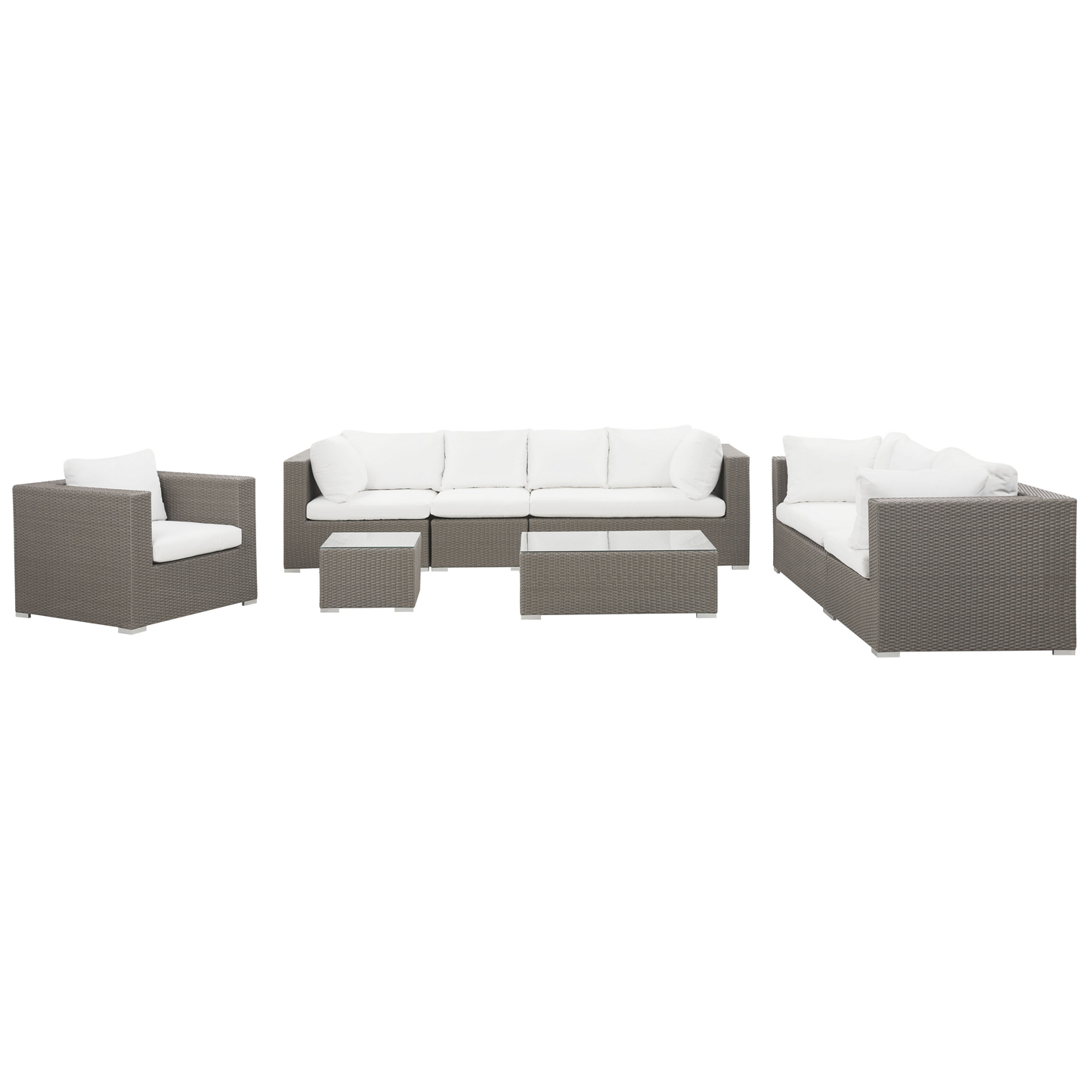 Lounge Set mit Tisch 8-Sitzer MAESTRO modular Polyrattan Taupe