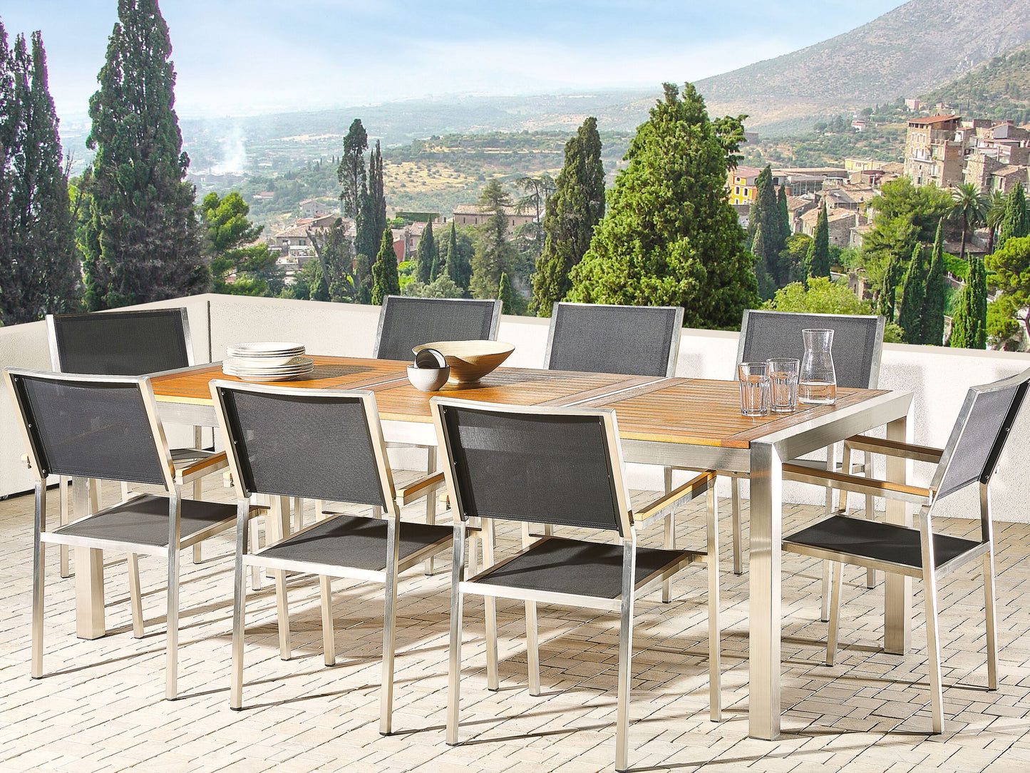 Gartentisch GROSSETO 220 cm 100 cm Eukalyptusholz Braun