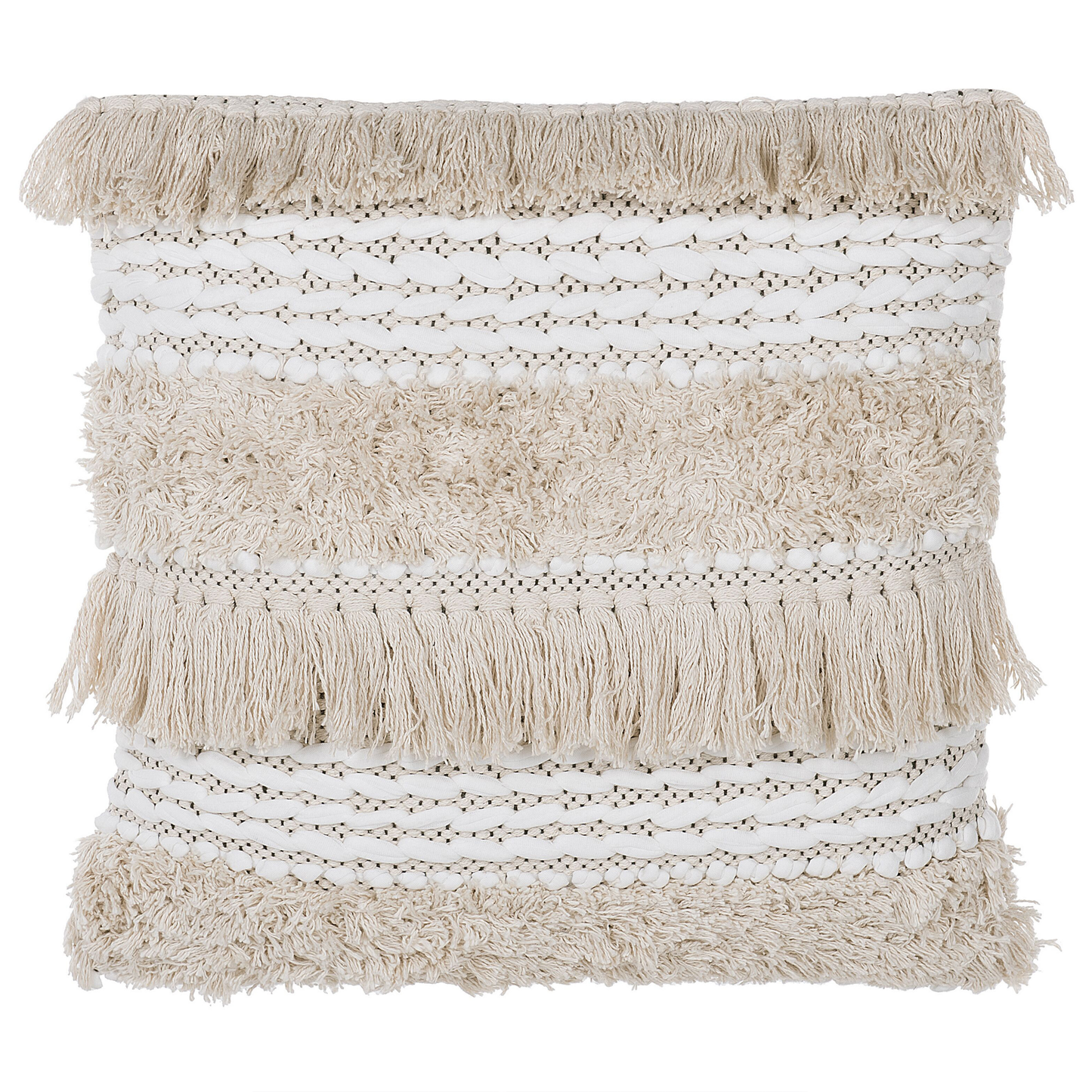 Dekokissen 2er Set VILLUR Baumwolle 45 x 45 cm Beige Streifenmuster