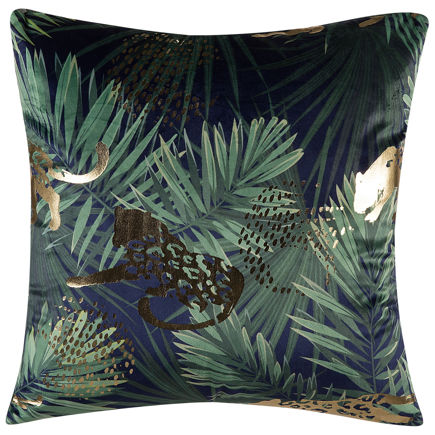 Dekokissen 2er Set BELLEROSE Samtstoff 45 x 45 cm Dunkelgrün Pflanzenmuster