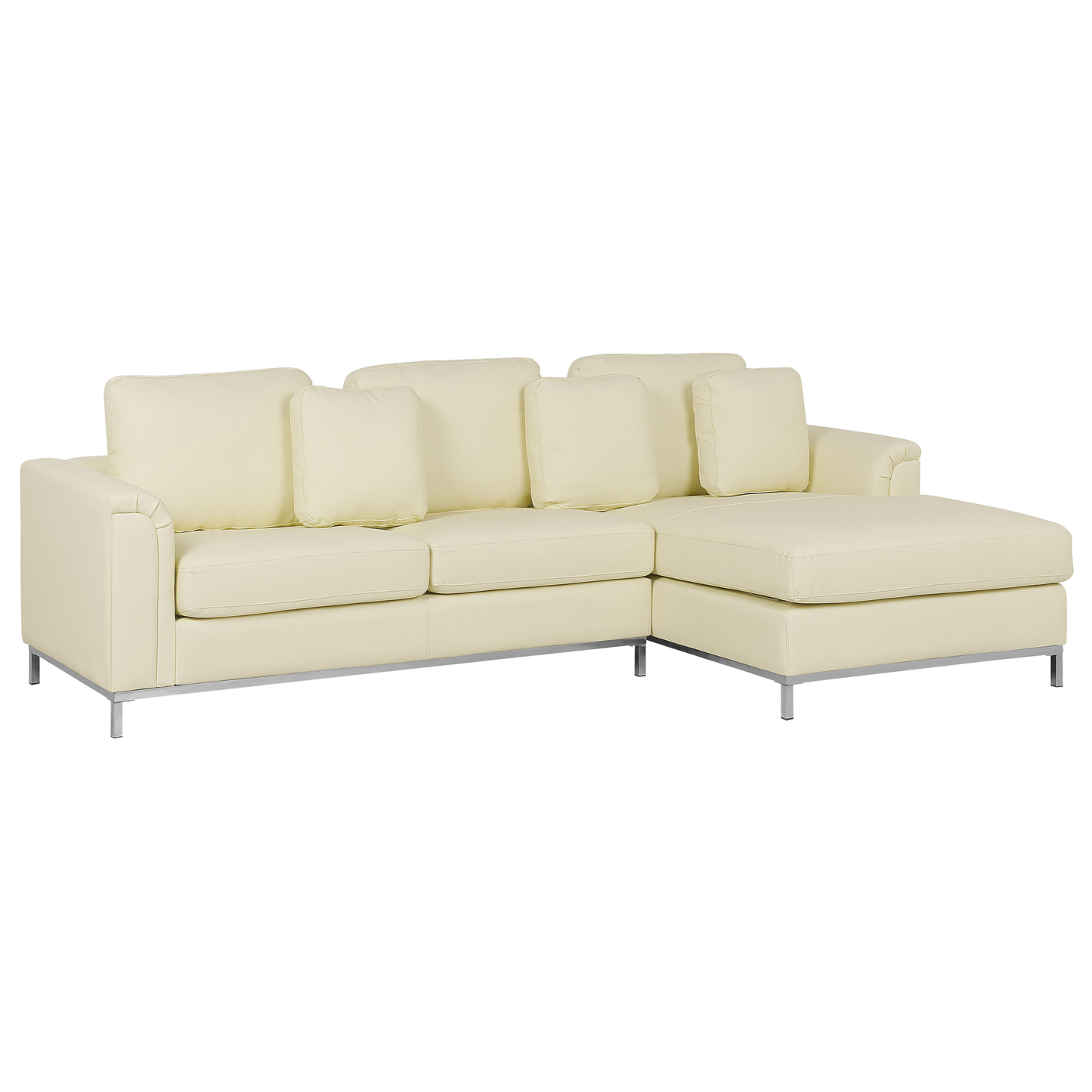 Ecksofa Leder beige linksseitig mit Ottomane OSLO