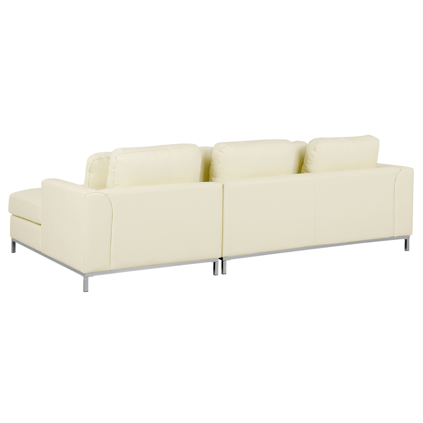 Ecksofa Leder beige linksseitig mit Ottomane OSLO