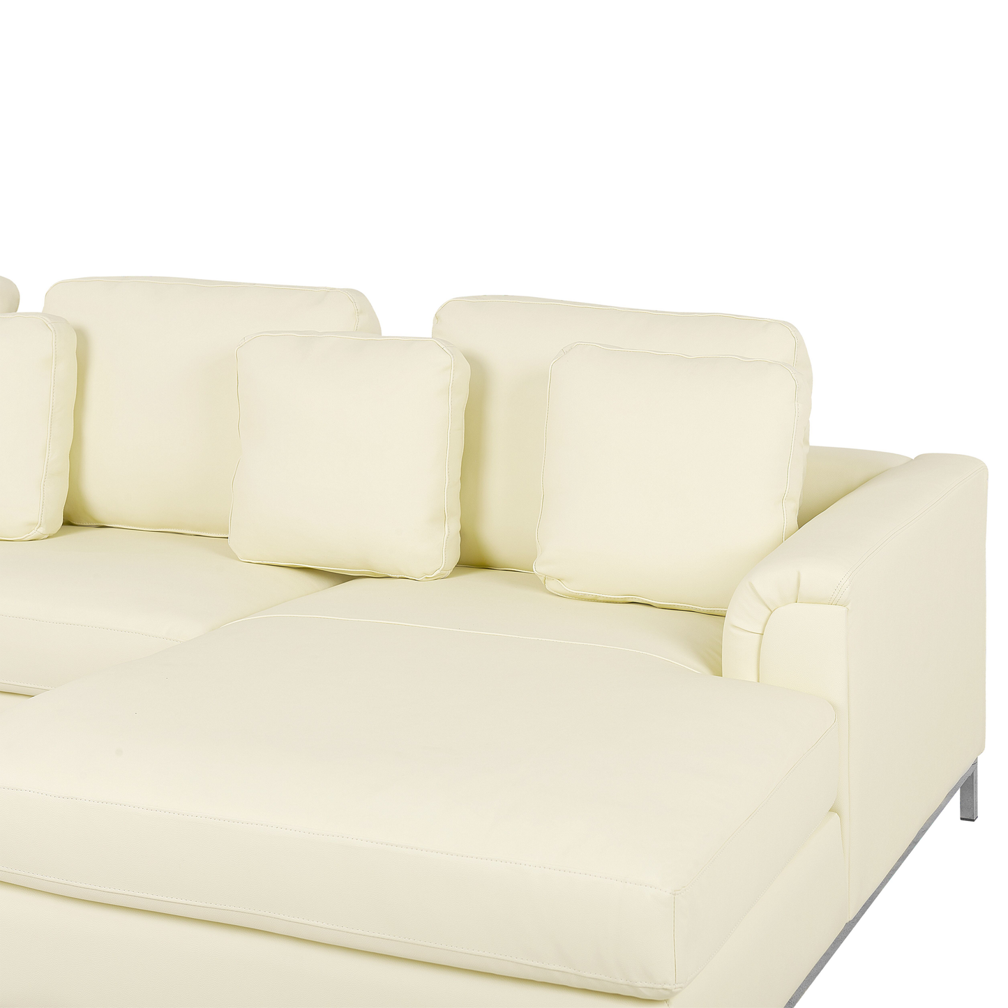 Ecksofa Leder beige linksseitig mit Ottomane OSLO