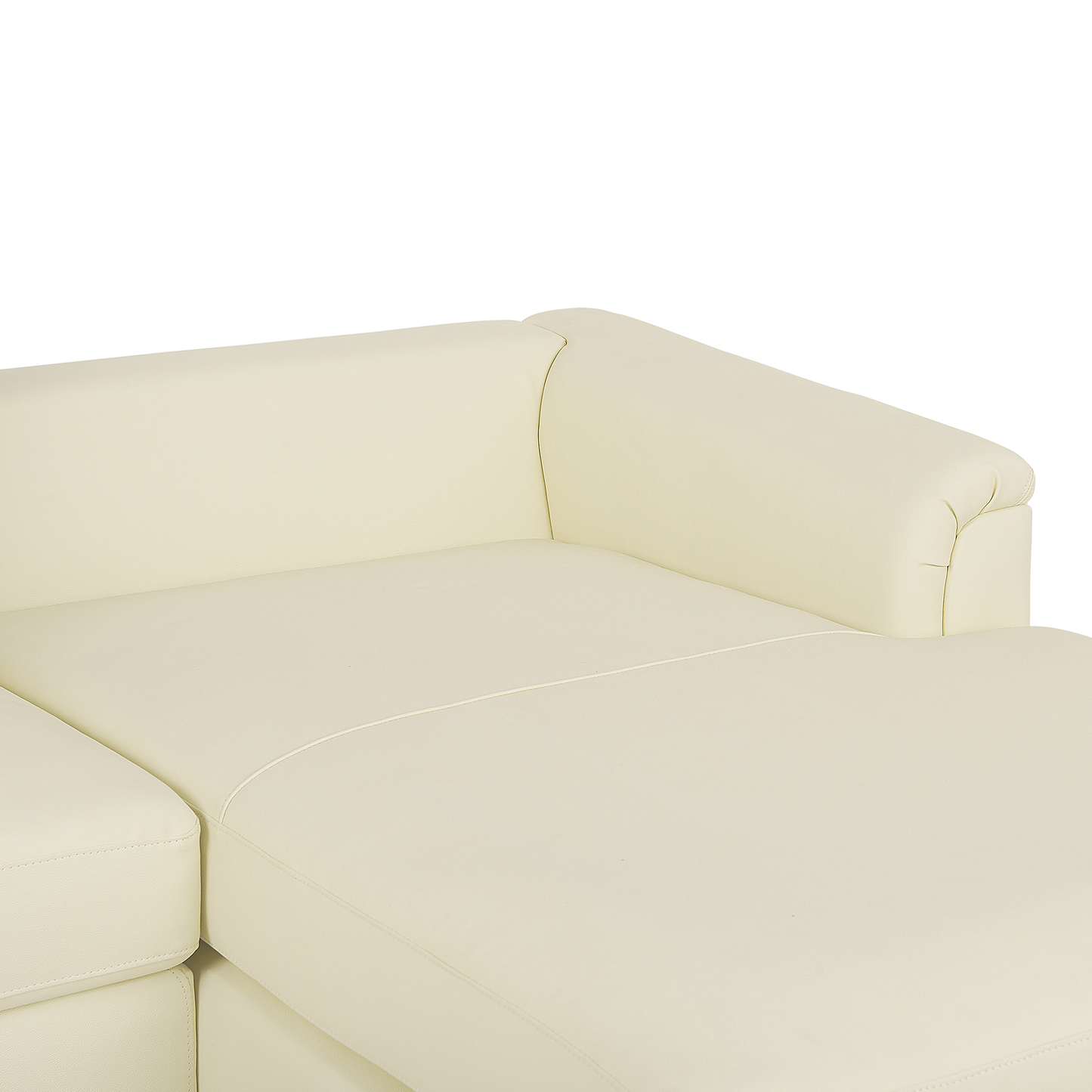 Ecksofa Leder beige linksseitig mit Ottomane OSLO