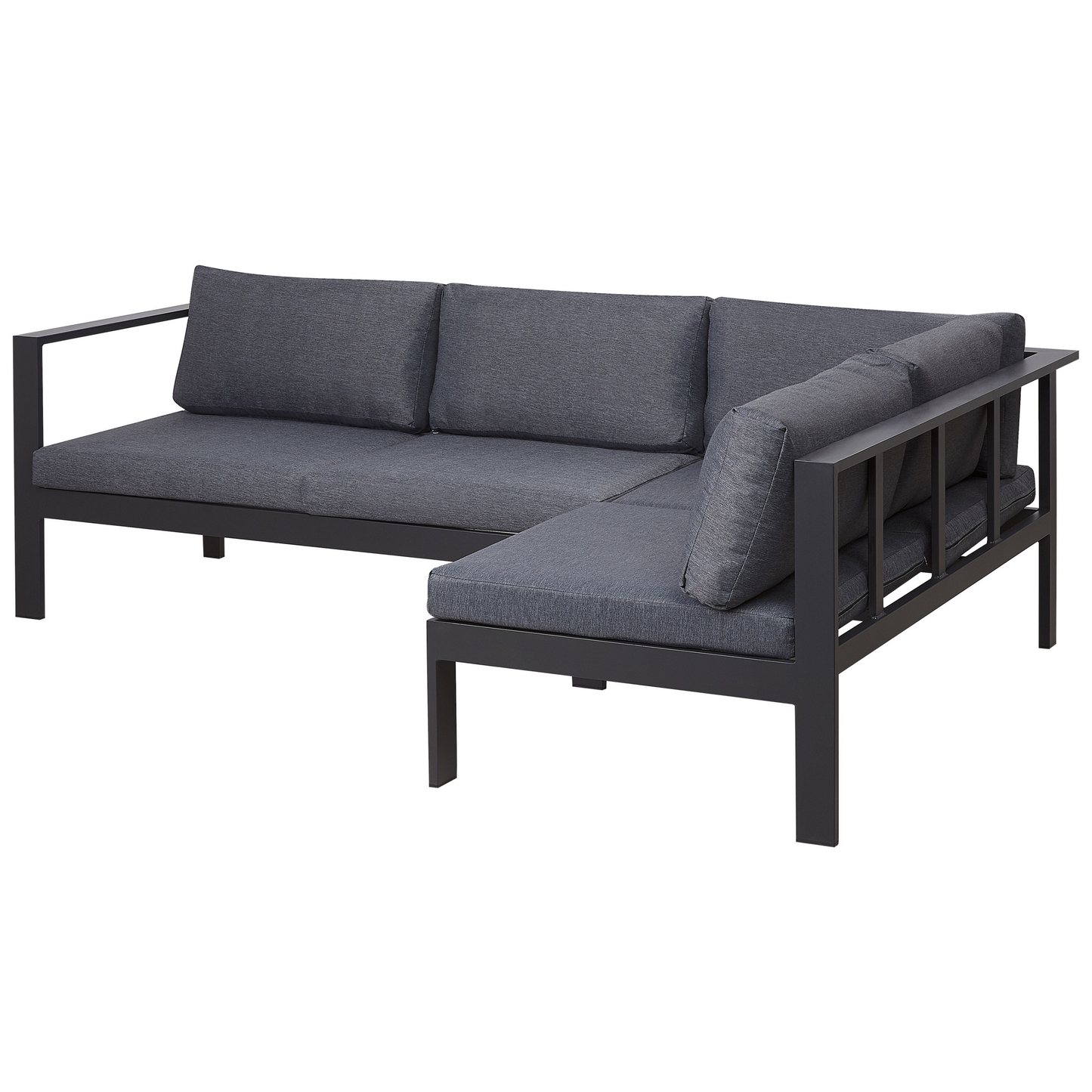 Garten Ecksofa mit Tisch 5-Sitzer MESSINA linksseitig Metall Schwarz