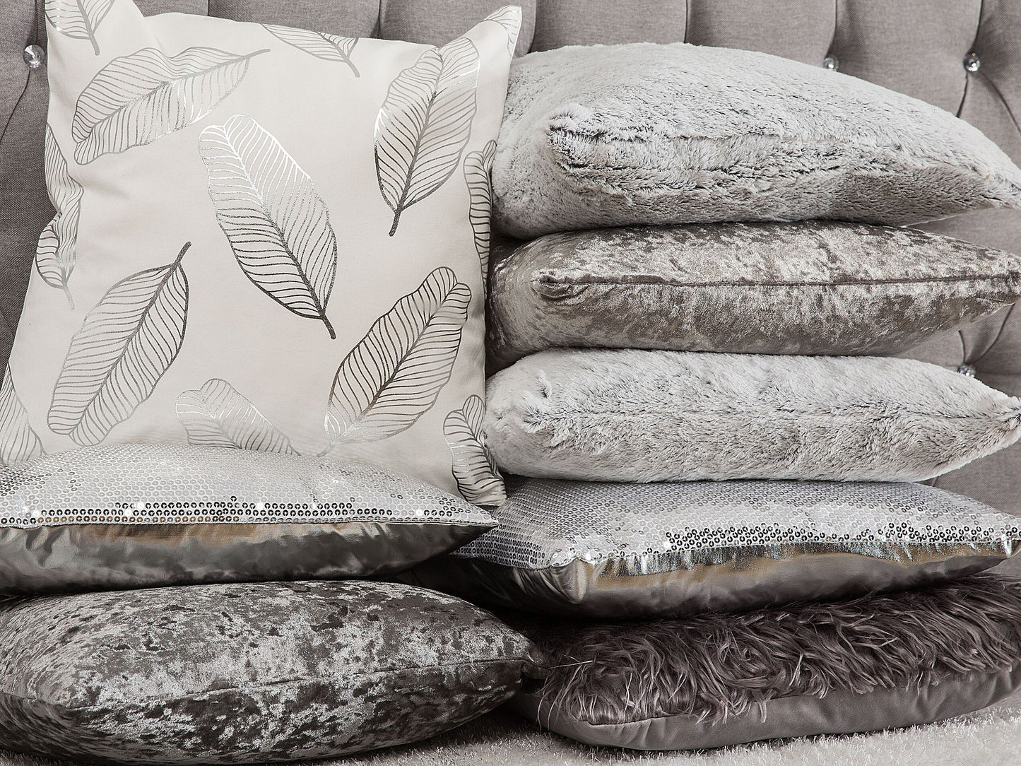 Kissen 2er Set Silber ASTER 45 x 45 cm