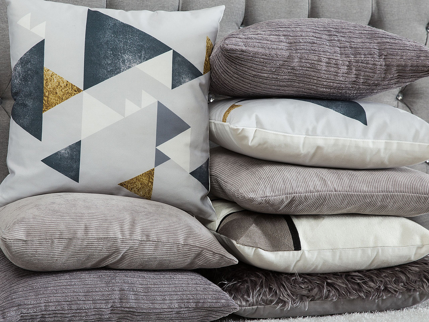 Dekokissen 2er Set NOLANA 45 x 45 cm Grau Ohne Muster