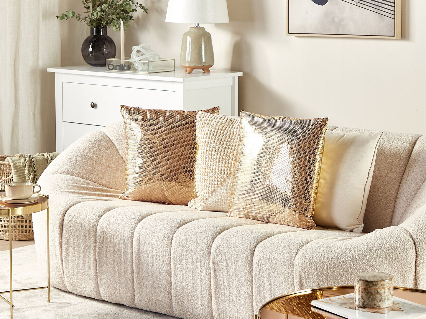 Dekokissen 2er Set ASTER 45 x 45 cm Gold Ohne Muster