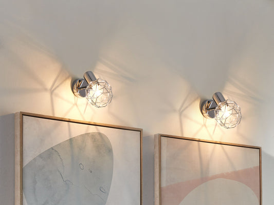 Wandleuchte Metall silber 2er Set Gitter-Design CHENAB