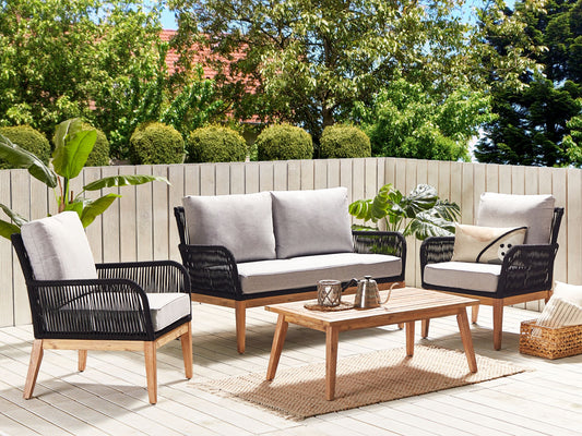 Lounge Set mit Tisch 4-Sitzer MERANO Akazienholz Grau