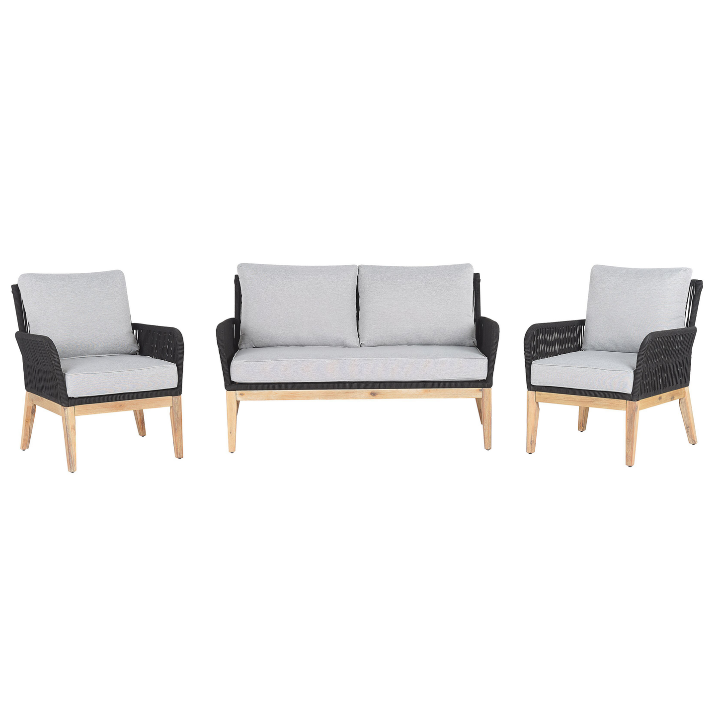 Lounge Set mit Tisch 4-Sitzer MERANO Akazienholz Grau