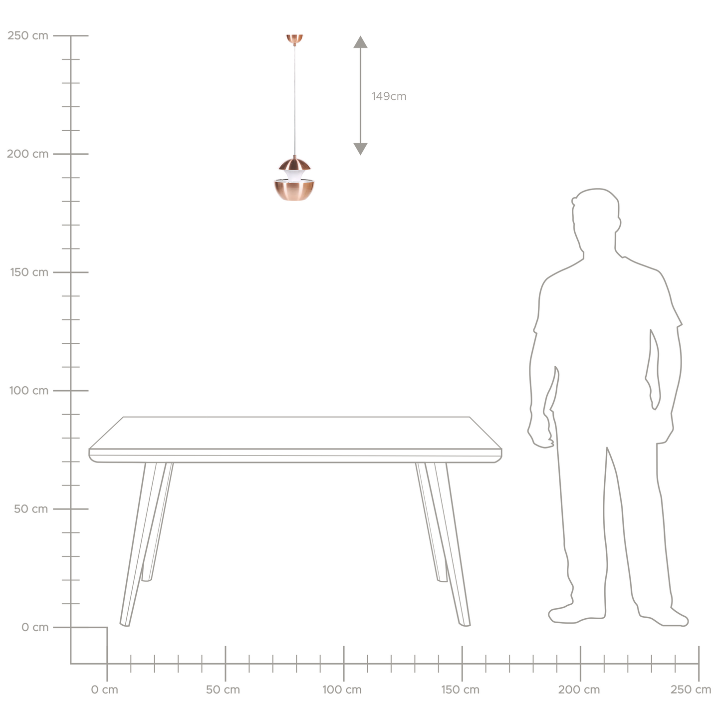 Hängelampe Metall kupferfarben / weiss glänzend Kugelform BOJANA